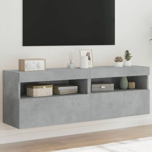 Vidaxl - tv Wall Cabinets with led Lights 2 pcs Concrete Grey 60x30x40 cm