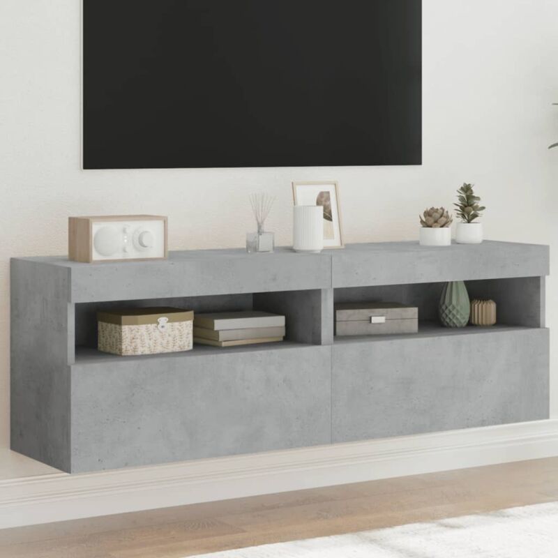 Vidaxl - tv Wall Cabinets with led Lights 2 pcs Concrete Grey 60x30x40 cm