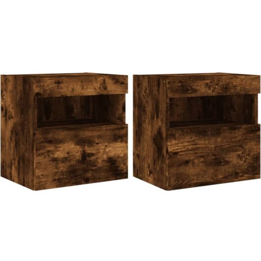 Vidaxl - tv Wall Cabinets with led Lights 2 pcs Smoked Oak 40x30x40 cm