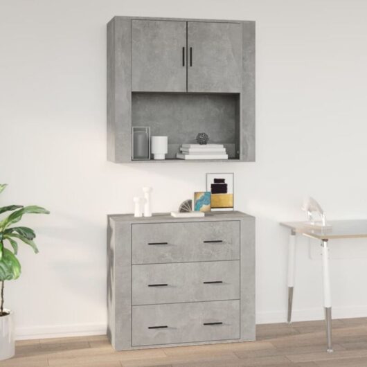 Wall Cabinet Concrete Grey 80x33x80 cm Engineered Wood Vidaxl
