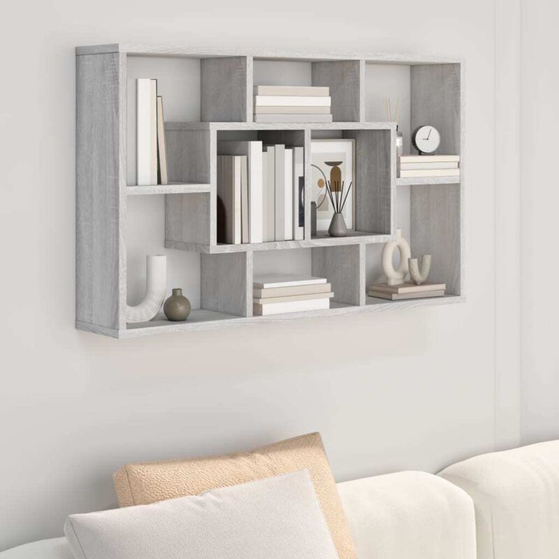 Wall Shelf Grey Sonoma 85x16x52.5 cm Engineered Wood Vidaxl