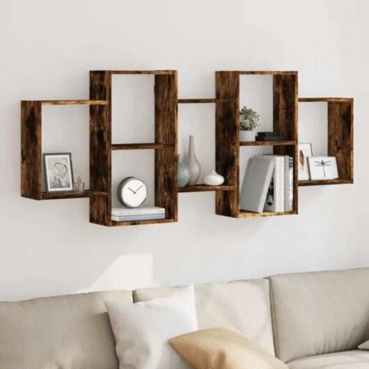 Wall Shelf Smoked Oak 159x18x65 cm Engineered Wood vidaXL