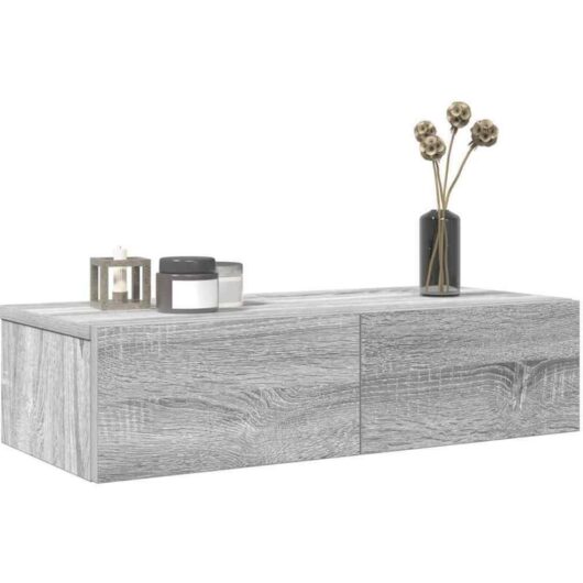 Wall Shelf with Drawers Grey Sonoma 60x26.5x15 cm Engineered Wood Vidaxl
