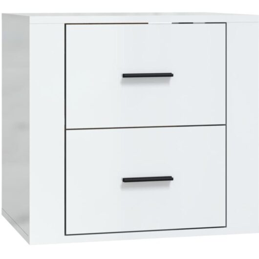 Wall-mounted Bedside Cabinet High Gloss White 50x36x47 cm Vidaxl
