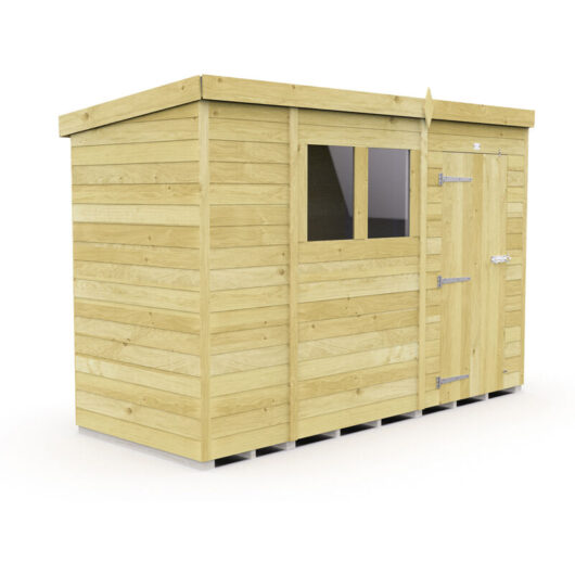 11 x 4 Feet Pent Security Shed - Double Door - Wood - L118 x W329 x H201 cm