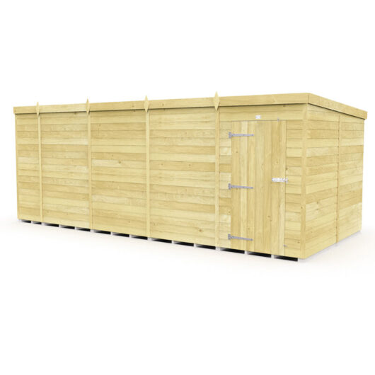 18 x 8 Feet Pent Shed - Single Door Without Windows - Wood - L231 x W533 x H201 cm