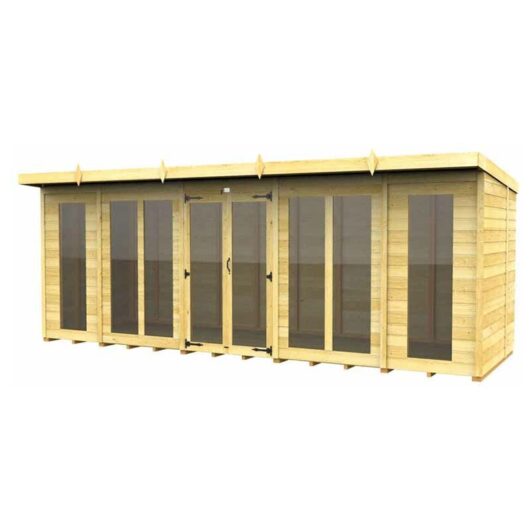 18ft x 6ft Pent Summer House (Full Height Window) - Wood - L178 x W533 x H201 cm