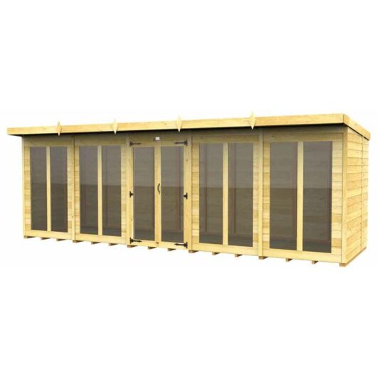 20ft x 6ft Pent Summer House (Full Height Window) - Wood - L178 x W589 x H201 cm