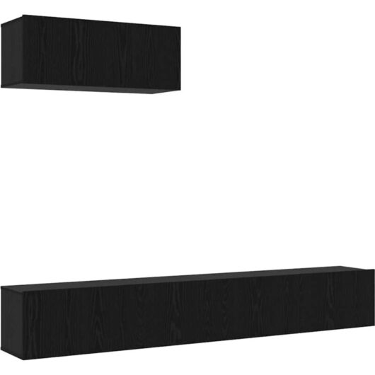 3 Piece tv Cabinet Set Wall-mounted Black Oak Engineered Wood Vidaxl