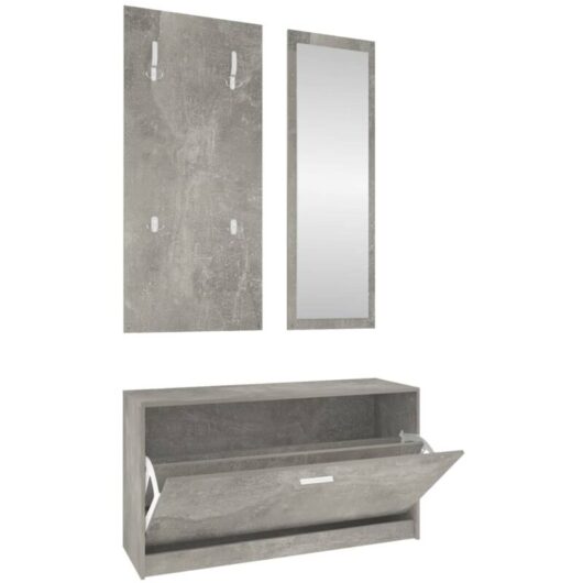 3-in-1 Shoe Cabinet Set Concrete Grey Engineered Wood Vidaxl