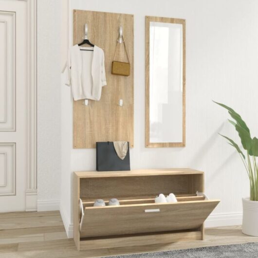 3-in-1 Shoe Cabinet Set Sonoma Oak Engineered Wood Vidaxl