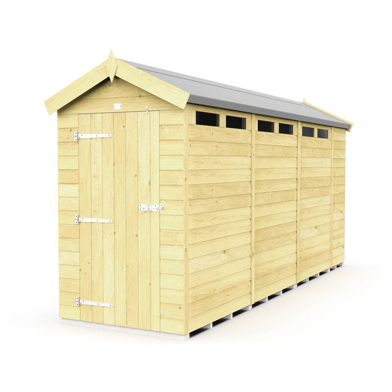 4 x 15 Feet Apex Security Shed - Single Door - Wood - L454 x W118 x H217 cm