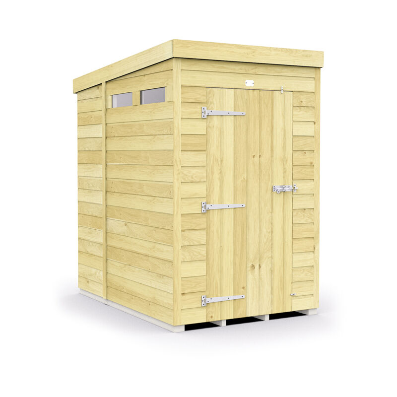 4 x 6 Feet Pent Security Shed - Single Door - Wood - L178 x W127 x H201 cm