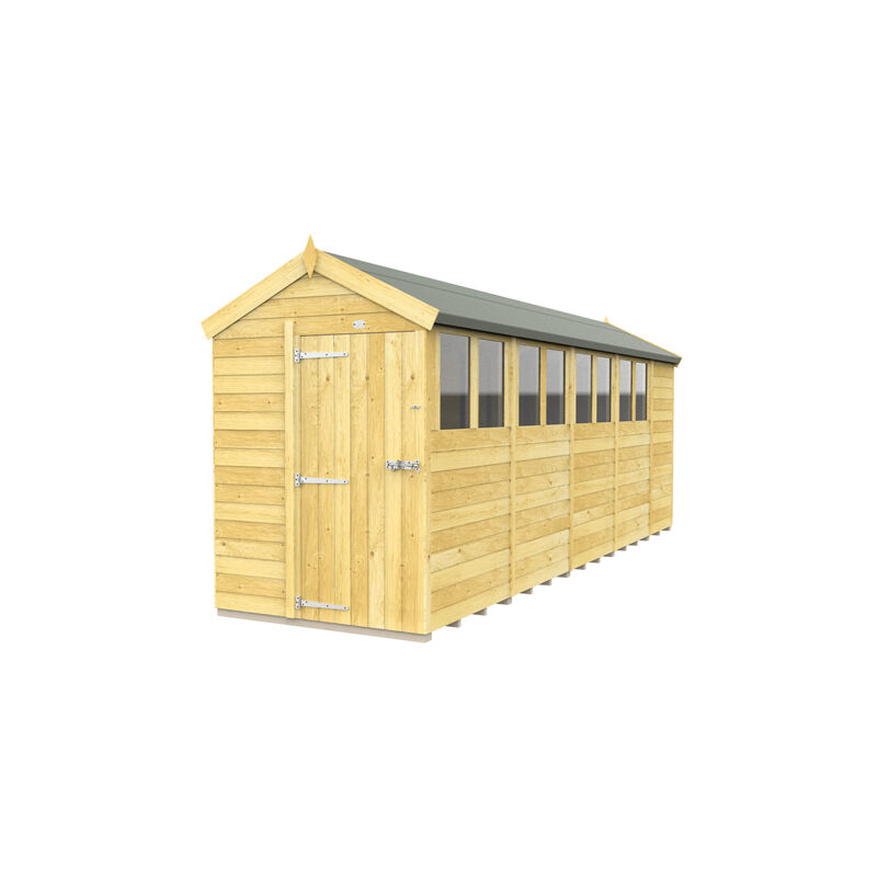 5 x 19 Feet Apex Shed - Single Door With Windows - Wood - L560 x W147 x H217 cm