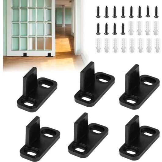 6-piece sliding door guide, heavy-duty, noise-reducing floor, 45×20×24 mm plastic rail, for barn, kitchen, and office doors
