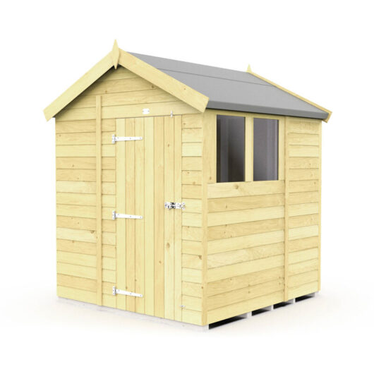 6 x 7 Feet Apex Shed - Single Door With Windows - Wood - L214 x W175 x H217 cm