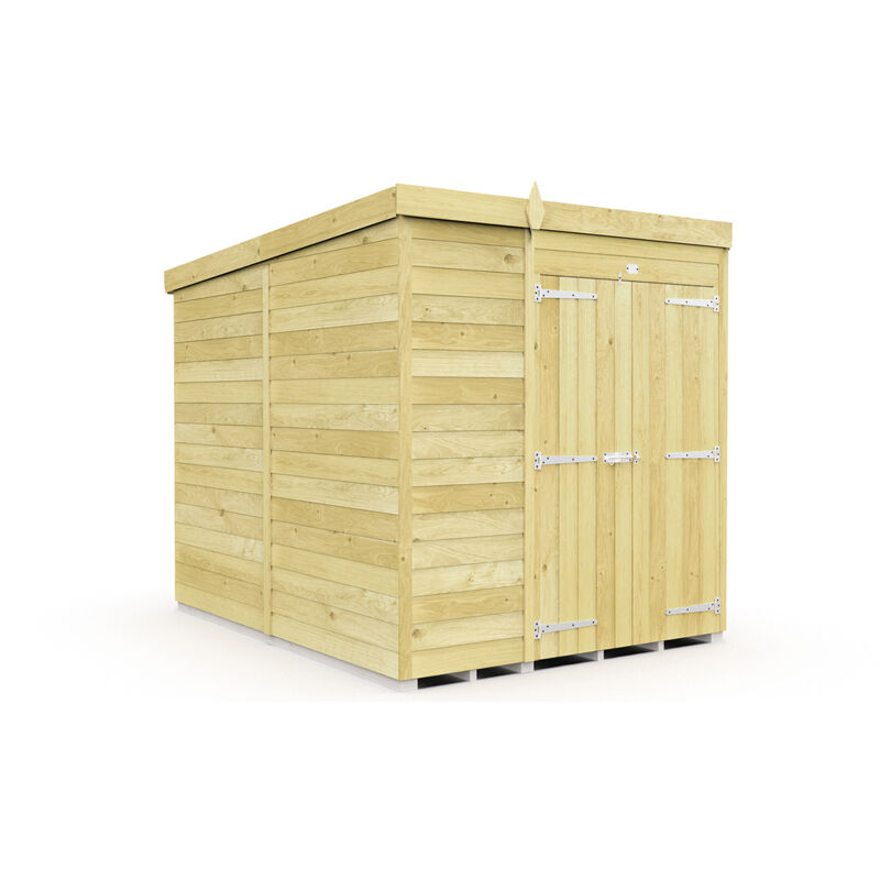 6 x 8 Feet Pent Shed - Double Door Without Windows - Wood - L231 x W185 x H201 cm