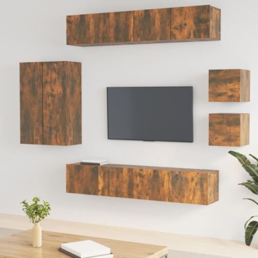 8 Piece TV Cabinet Set Smoked Oak Engineered Wood vidaXL
