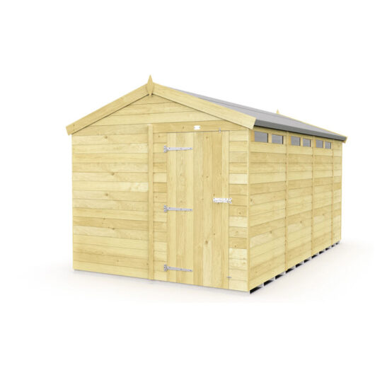 8 x 14 Feet Apex Security Shed - Single Door - Wood - L417 x W231 x H217 cm