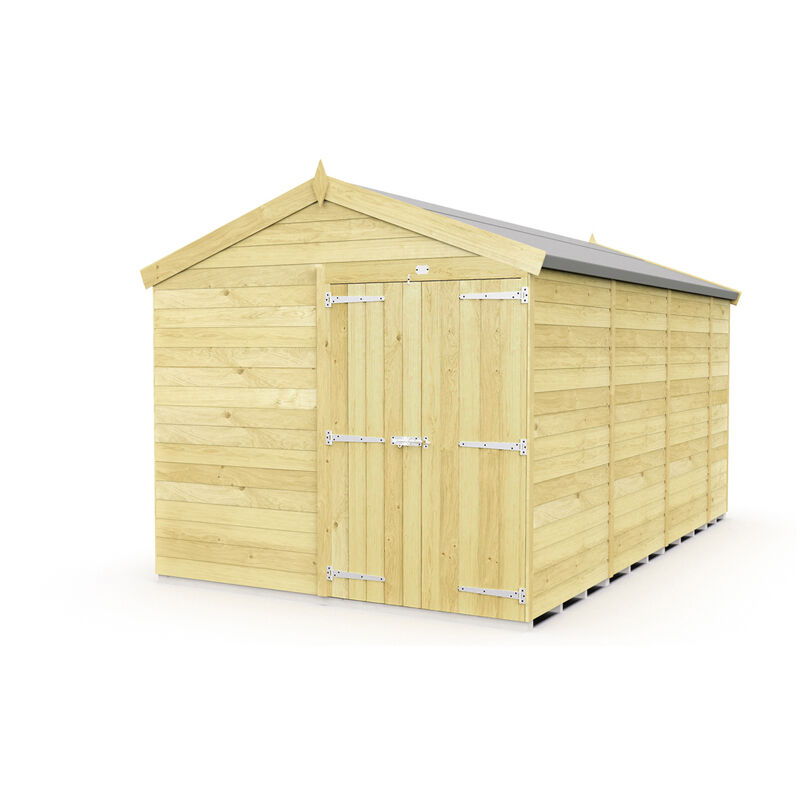 8 x 15 Feet Apex Shed - Double Door Without Windows - Wood - L454 x W231 x H217 cm