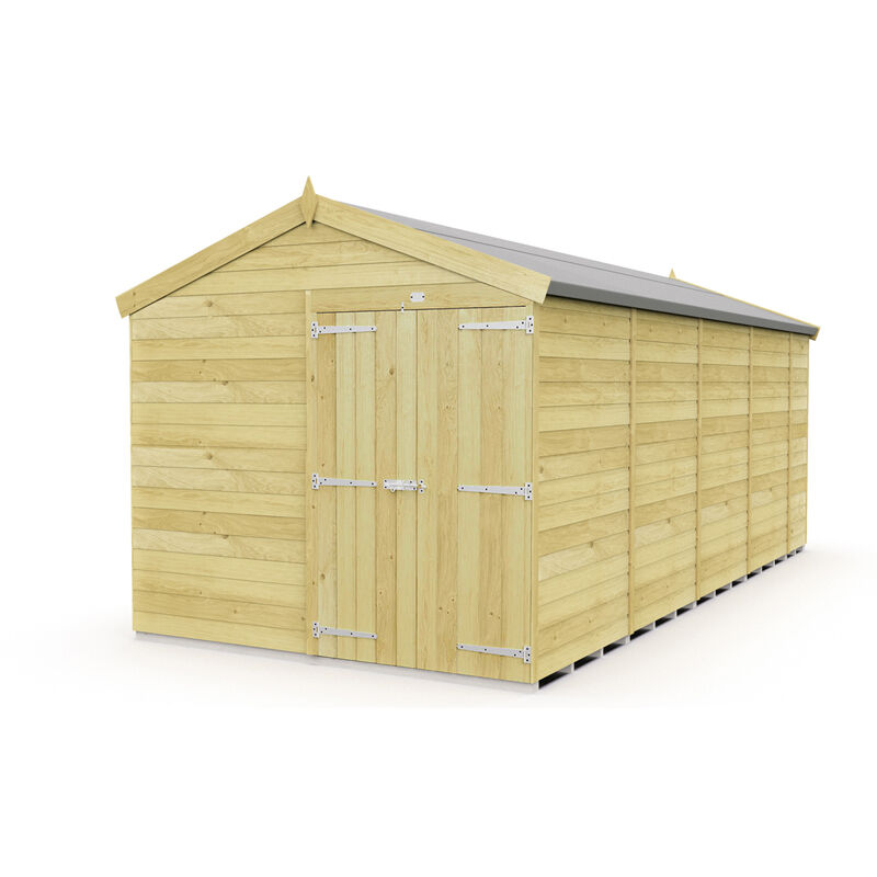 8 x 17 Feet Apex Shed - Double Door Without Windows - Wood - L503 x W231 x H217 cm