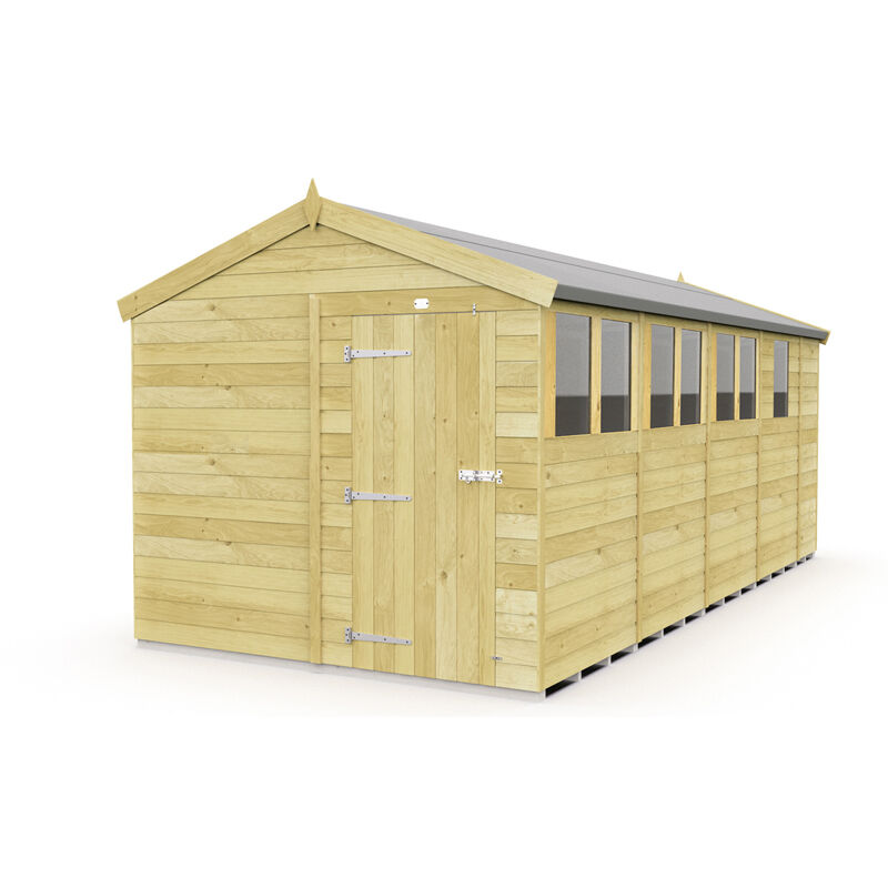 8 x 17 Feet Apex Shed - Single Door With Windows - Wood - L503 x W231 x H217 cm