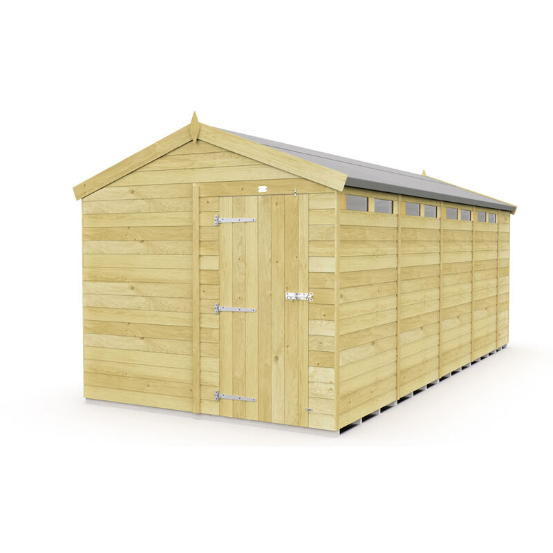 8 x 19 Feet Apex Security Shed - Single Door - Wood - L560 x W231 x H217 cm
