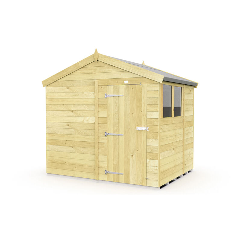 8 x 6 Feet Apex Shed - Single Door With Windows - Wood - L187 x W231 x H217 cm
