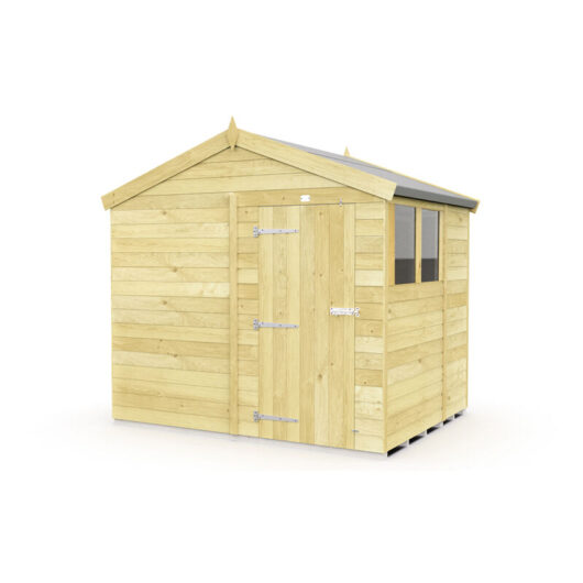 8 x 7 Feet Apex Shed - Single Door With Windows - Wood - L214 x W231 x H217 cm