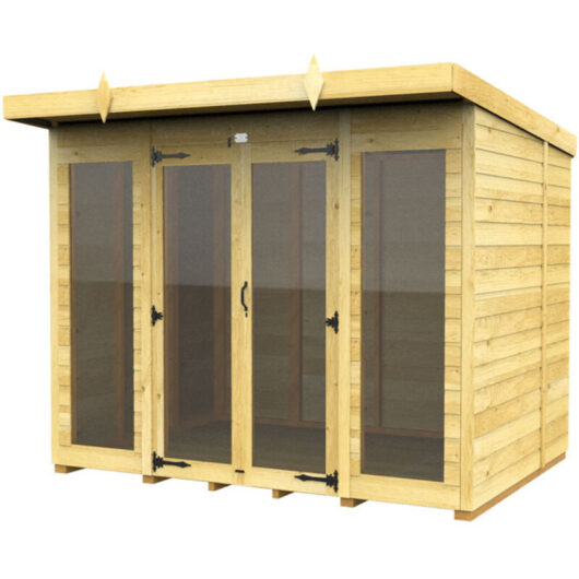 8 x 8 Pent Summer House (Full Height Window)