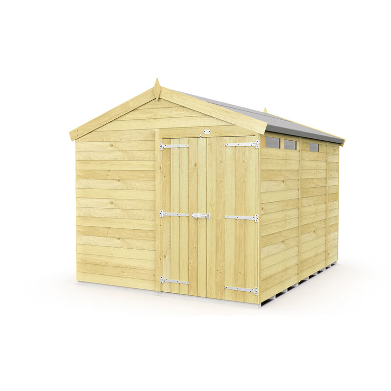 8 x 9 Feet Apex Security Shed - Double Door - Wood - L272 x W231 x H217 cm