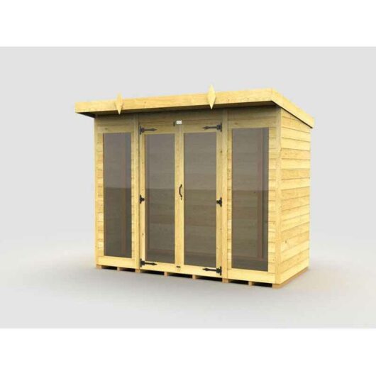 8ft x 4ft Pent Summer House (Full Height Window) - Wood - L118 x W243 x H201 cm