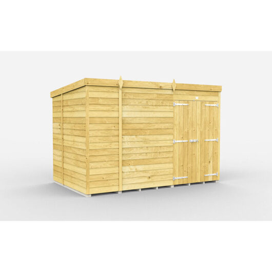9 x 6 Feet Pent Shed - Double Door Without Windows - Wood - L178 x W276 x H201 cm