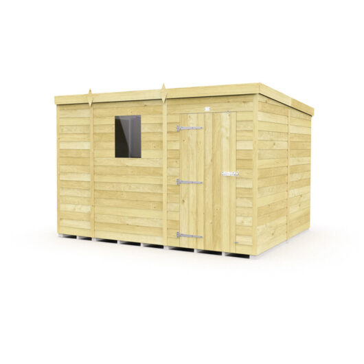9 x 8 Feet Pent Shed - Single Door With Windows - Wood - L231 x W276 x H201 cm