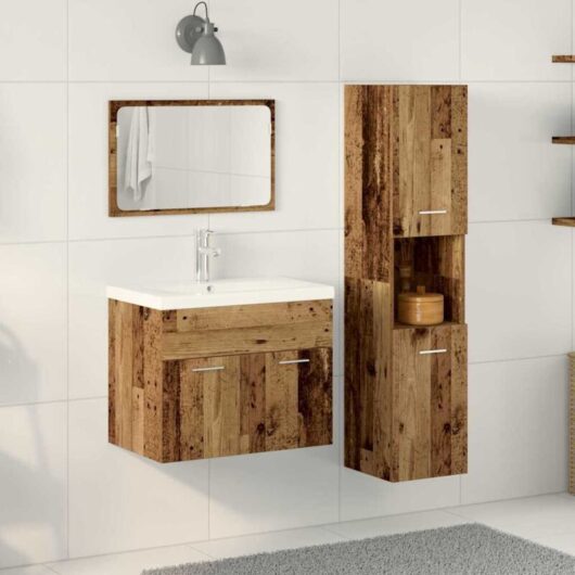 Bathroom Furniture Set with Shelf 4 pcs Brown Engineered Wood vidaXL