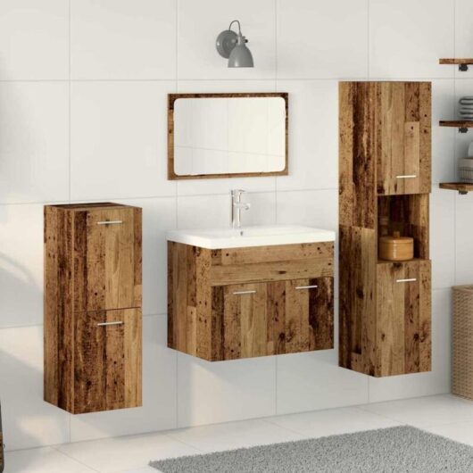Bathroom Furniture Set with Shelf 5 pcs Brown Engineered Wood vidaXL