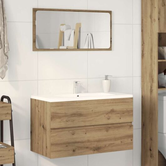 Bathroom Hanging Cabinet Artisian Oak 80x38.5x45 cm Engineered Wood Vidaxl