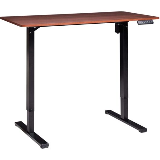 Beliani - Electric Adjustable Standing Desk Modern Square Feet 120 x 60 cm Dark Brown Top and Black Base Tavares