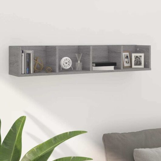 Cd Wall Shelf Grey Sonoma 100x18x18 cm Engineered Wood Vidaxl
