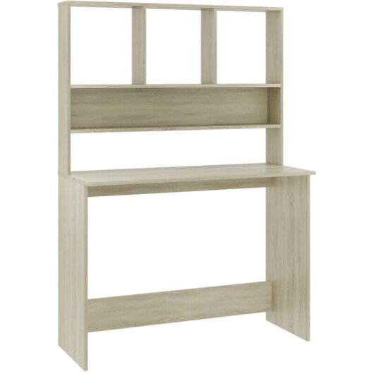 Desk with Shelf Sonoma Oak 110x45x157 cm Engineered Wood vidaXL