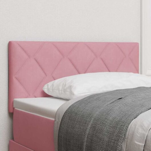 Headboard Wall-mounted Geometric Manual Pink 100 cm Velvet Vidaxl
