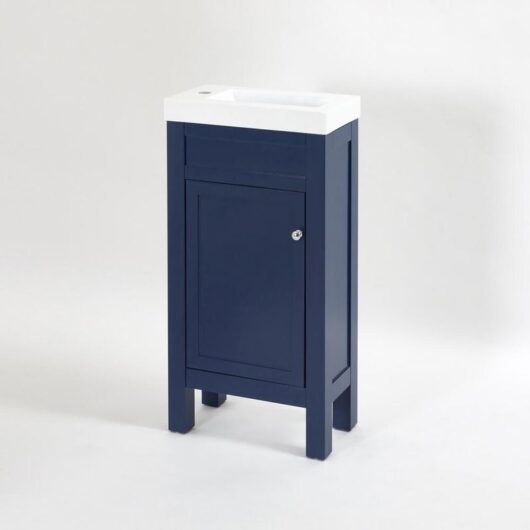 Milano - Aston - Navy Blue 440mm Traditional Bathroom Cloakroom Vanity Unit with Basin