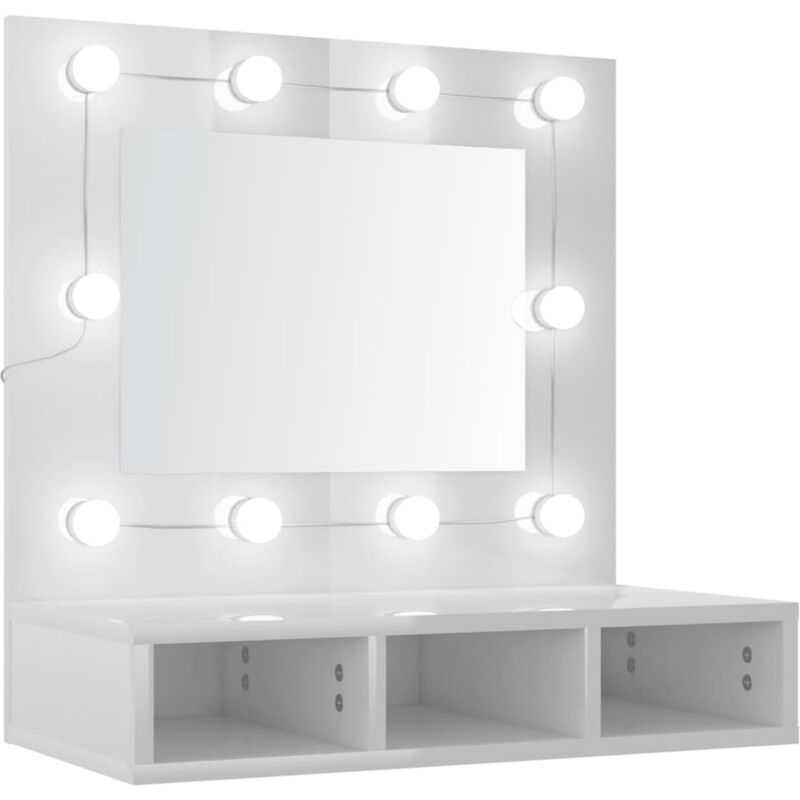 Mirror Cabinet with led High Gloss White 60x31.5x62 cm Vidaxl