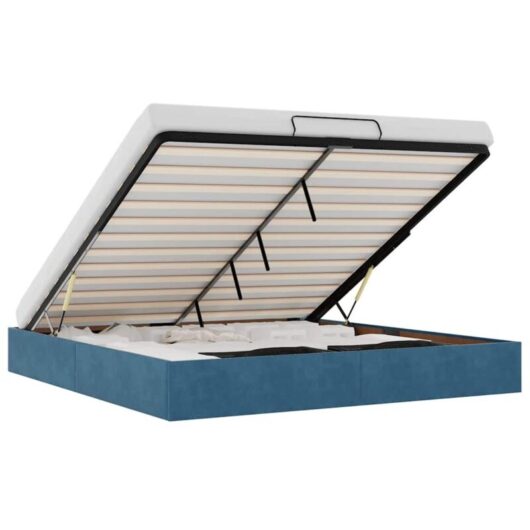 Ottoman Bed Frame No Mattress Dark Blue 200x200 cm Velvet vidaXL