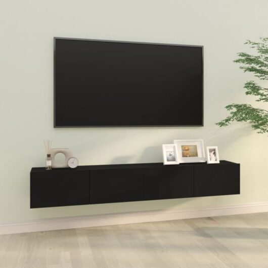 Vidaxl - Wall tv Cabinets 2 pcs Black 100x30x30 cm Engineered Wood