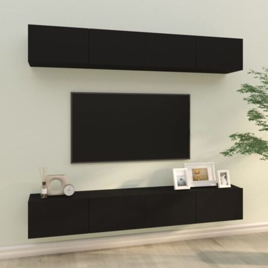 Vidaxl - Wall tv Cabinets 4 pcs Black 100x30x30 cm