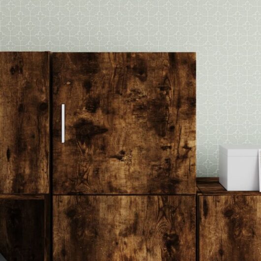 Wall Cabinet Smoked Oak 40x42.5x40 cm Engineered Wood Vidaxl