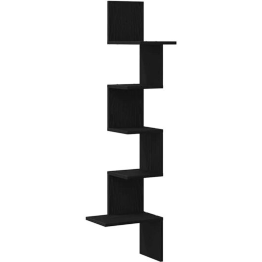 Wall Corner Shelf Black 32x32x127,5 cm Engineered Wood Vidaxl