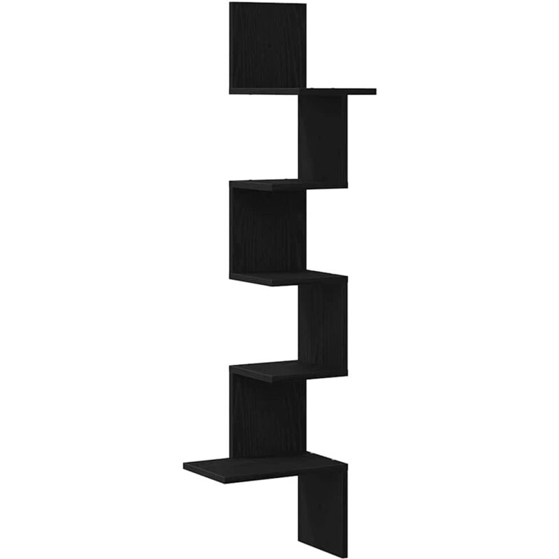 Wall Corner Shelf Black 32x32x127,5 cm Engineered Wood Vidaxl