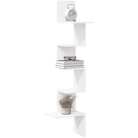 Wall Corner Shelf White 32x32x127,5 cm Engineered Wood Vidaxl